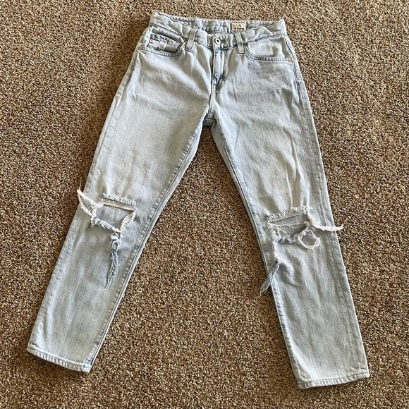 AG Adriano Goldschmied Ex Boyfriend Sloughy Jeans Women’s 25 Light Wash Ripped - Picture 1 of 16